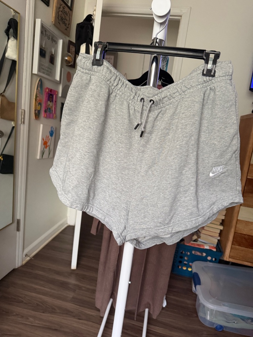 Nike Light Gray Women's Knit Athletic Shorts with Drawstring
